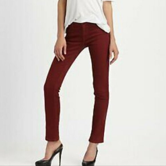 Vince LOLA STOVEPIPE Rust Red Coated Ultra Skinny Jeans Size 26 - Picture 1 of 10